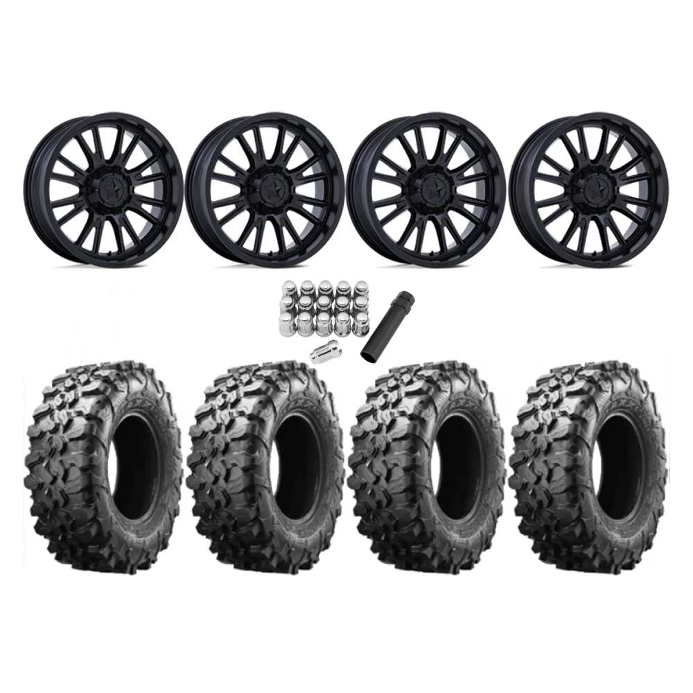Maxxis Carnivore 31x10-15 Tires on MSA M51 Thunderlips Matte Black Wheels, complete kit