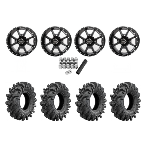 Intimidator 28x10-14 Tires on Frontline 556 Black Wheels