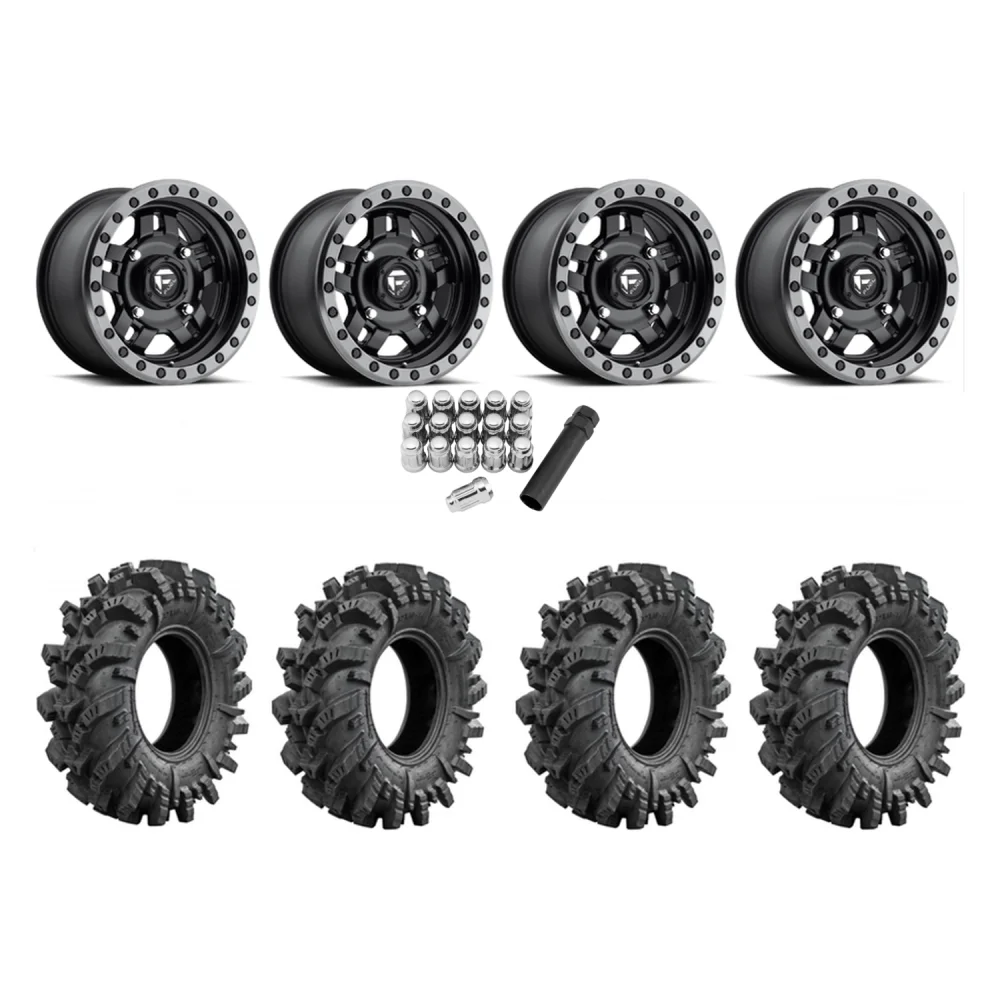 Intimidator 32x10-14 Tires on Fuel Anza D557 Wheels, complete kit