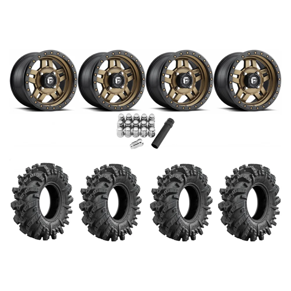 Intimidator 28x10-14 Tires on Fuel Anza D583 Bronze Wheels, complete kit