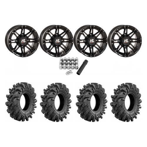 Intimidator 28x10-14 Tires on High Lifter HL3 Gloss Black Wheels