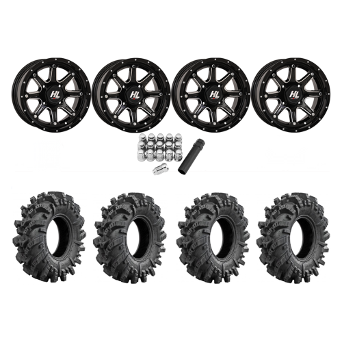 Intimidator 32x10-14 Tires on High Lifter HL4 Gloss Black Wheels