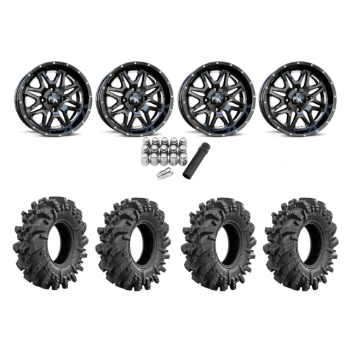 Intimidator 30x10-14 Tires on MSA M26 Vibe Gloss Black Milled Wheels