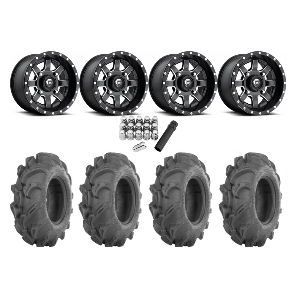 ITP Mega Mayhem 27x9-14 Tires on Fuel Maverick Wheels, complete kit