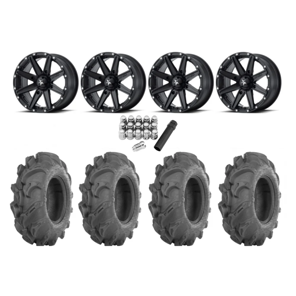 ITP Mega Mayhem 27x9-14 Tires on MSA M33 Clutch Wheels, complete kit