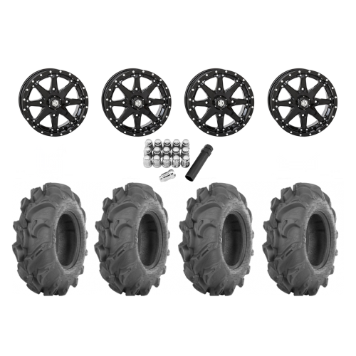 ITP Mega Mayhem 28x9-14 Tires on STI HD10 Gloss Black Wheels