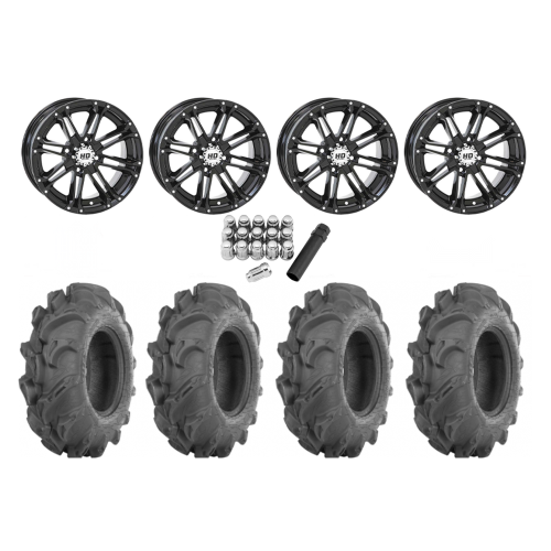 ITP Mega Mayhem 27x9-14 Tires on STI HD3 Black Wheels