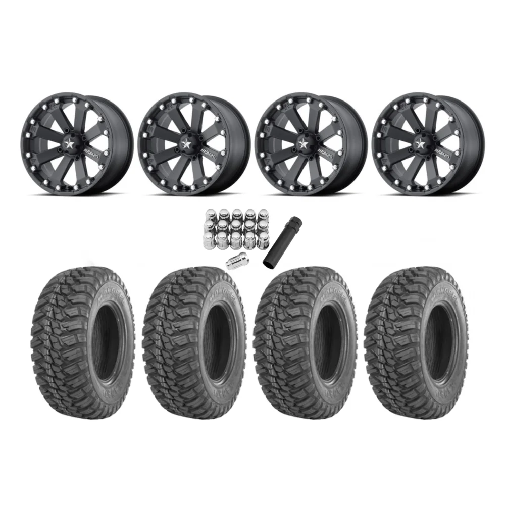 GBC Kanati Mongrel 28x10-14 Tires on MSA M20 Kore Wheels, complete kit