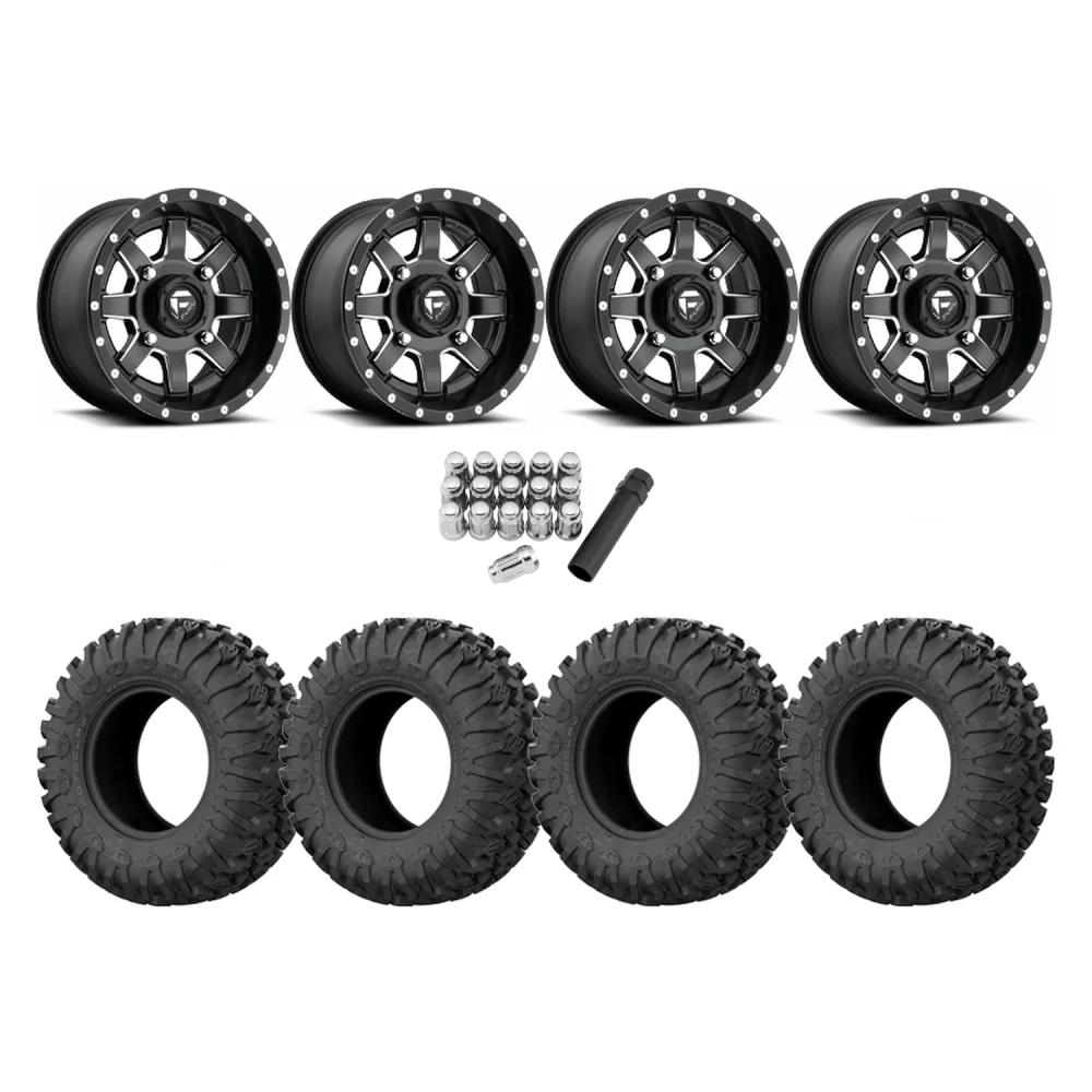 EFX Motoclaw 28x10-14 Tires on Fuel Maverick Wheels, complete kit