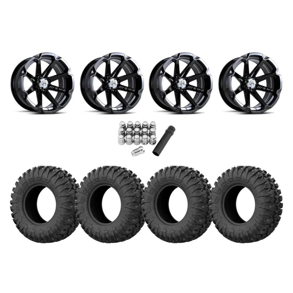 EFX Motoclaw 27x10-14 Tires on MSA M12 Diesel Wheels, complete kit