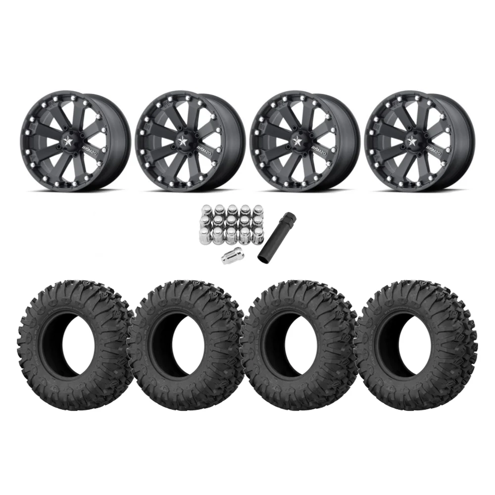 EFX Motoclaw 27x10-14 Tires on MSA M20 Kore Wheels, complete kit