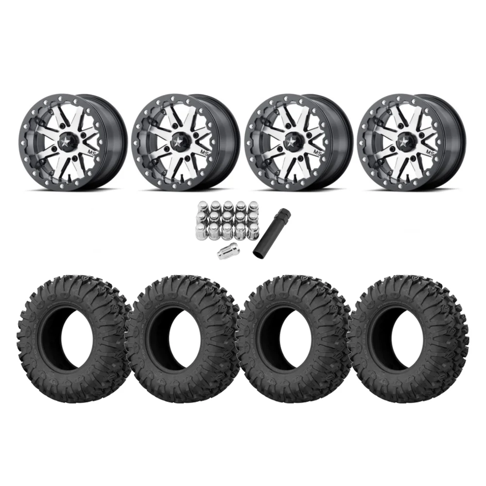 EFX Motoclaw 28x10-14 Tires on MSA M21 Lok Beadlock Wheels, complete kit