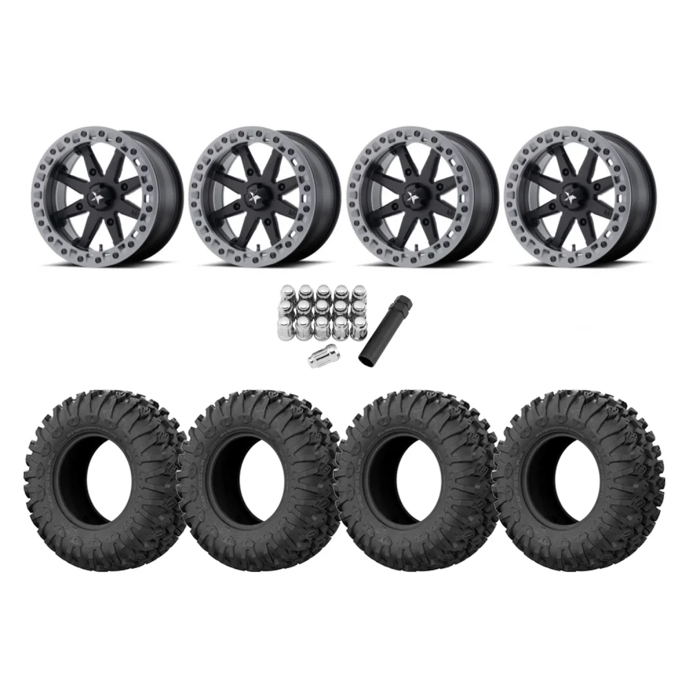 EFX Motoclaw 27x10-14 Tires on MSA M31 Lok2 Beadlock Wheels, complete kit