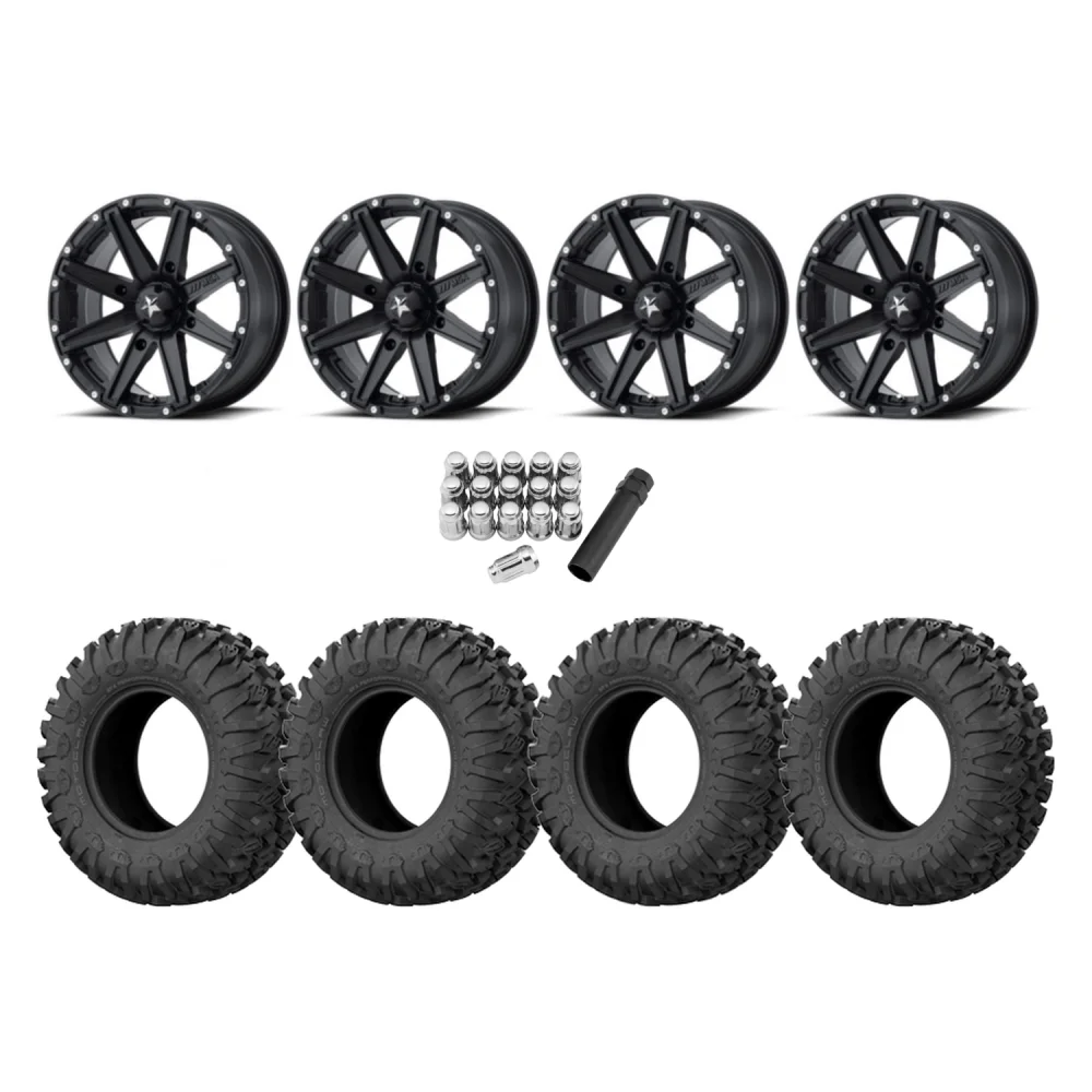 EFX Motoclaw 28x10-14 Tires on MSA M33 Clutch Wheels, complete kit
