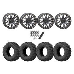 EFX Motoclaw 27x10-14 Tires on SB-4 Matte Black Beadlock Wheels