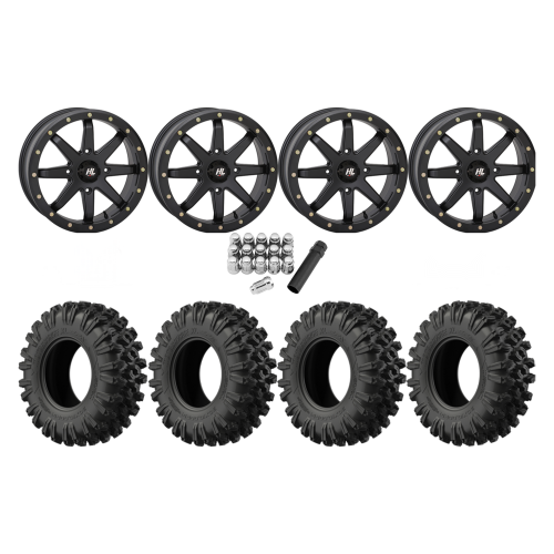 EFX MotoRavage XL 40x10-18 Tires on HL9 Matte Black Beadlock Wheels