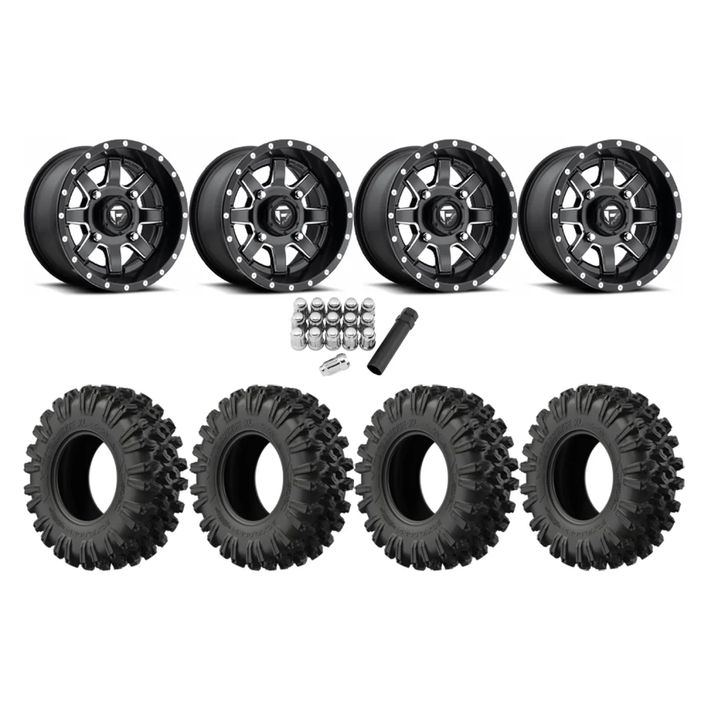 EFX MotoRavage XL 30x10-14 Tires on Fuel D538 Maverick Wheels, complete kit