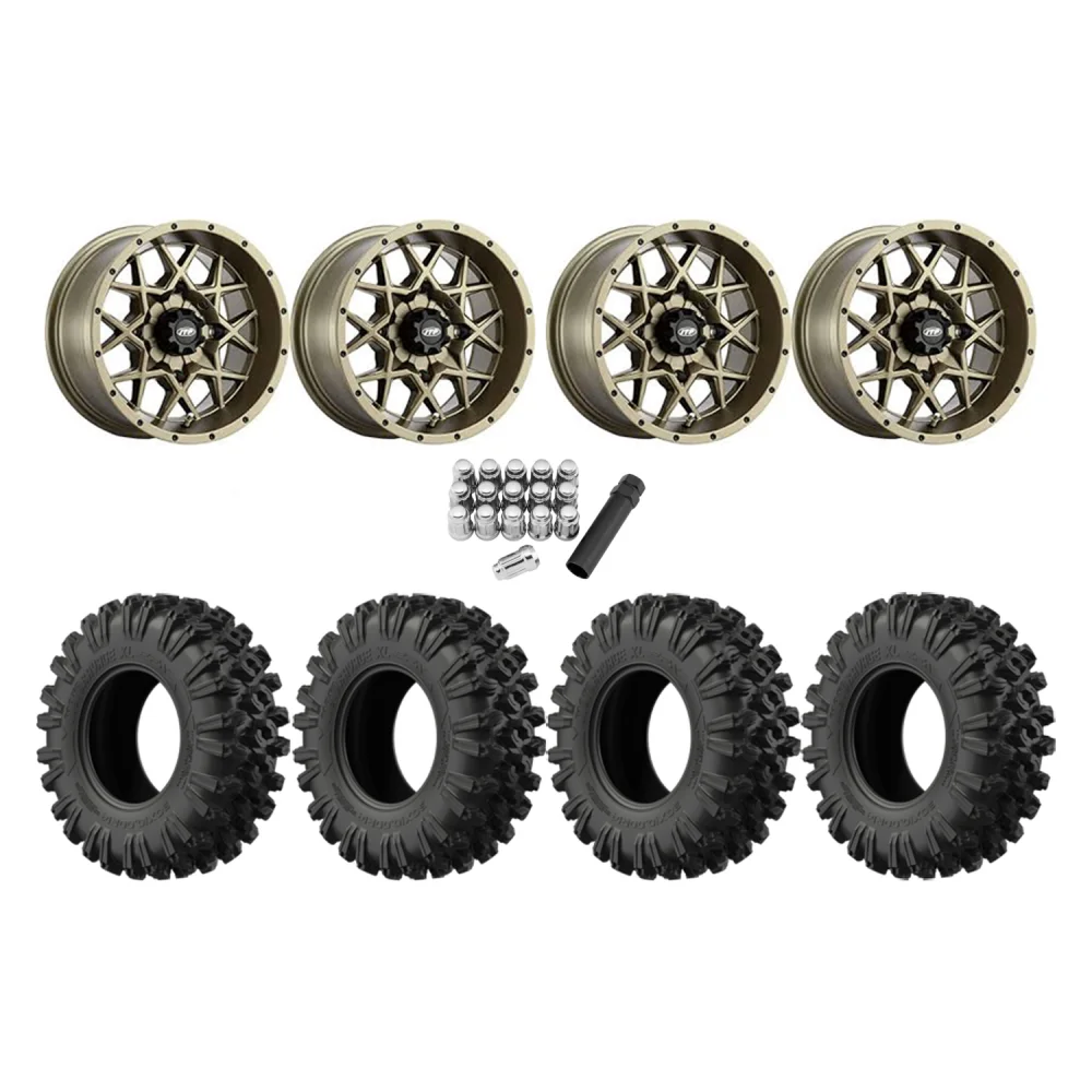 EFX MotoRavage XL 28x10-14 Tires on ITP Hurricane Bronze Wheels, complete kit