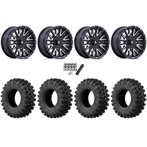 EFX MotoRavage XL 35x10-15 (8ply) Radial Tires on MSA M49 Creed Matte Black & Machined Wheels