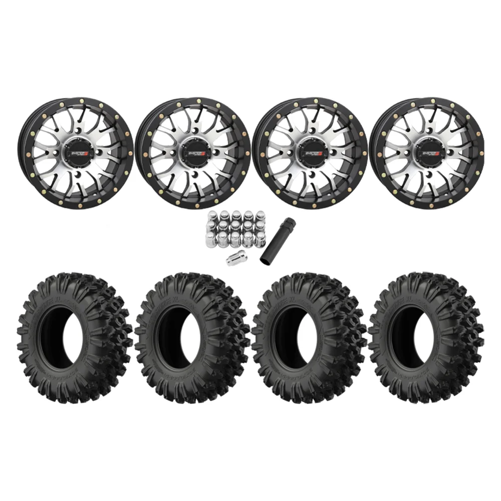 EFX MotoRavage XL 30x10-14 Tires on ST-3 Machined Wheels, complete kit