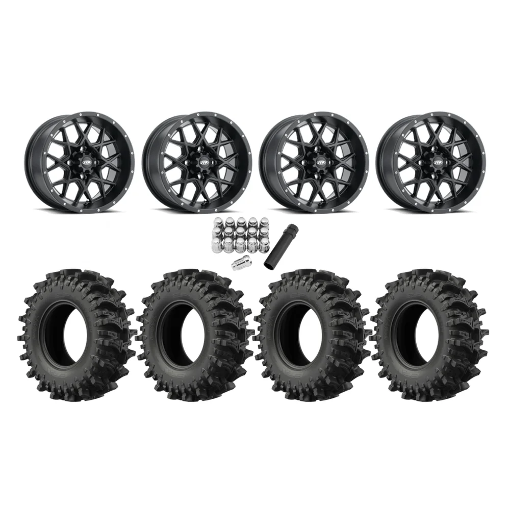EFX MotoSlayer 30x9.5-14 Tires on ITP Hurricane Black Wheels, complete kit
