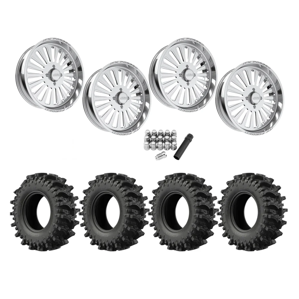 EFX MotoSlayer 33x9.5-22 Tires on JTX Forged Cosmo Polished Wheels, complete kit
