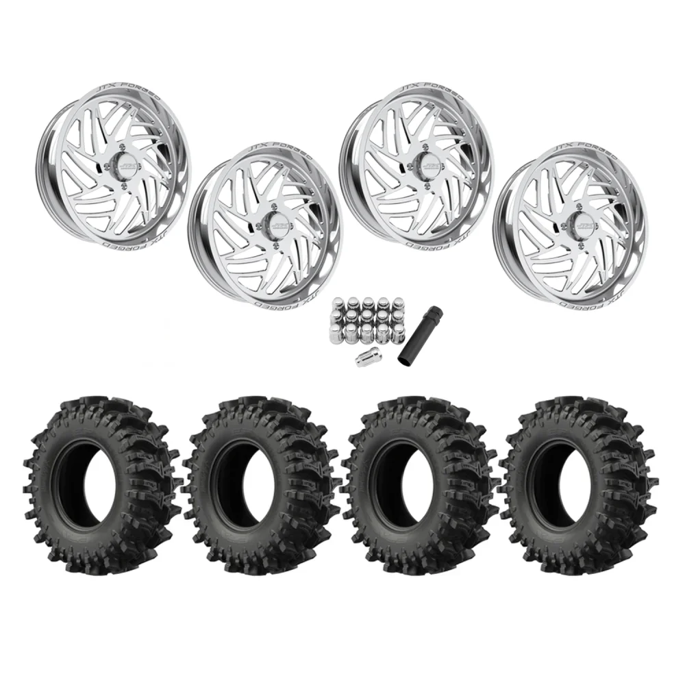 EFX MotoSlayer 35x9.5-24 Tires on JTX Forged Dao Polished Wheels, complete kit