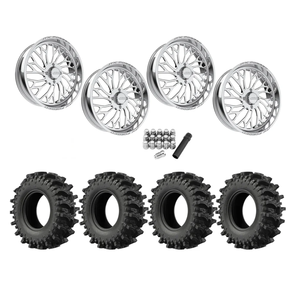 EFX MotoSlayer 33x9.5-22 Tires on JTX Forged Lotus Polished Wheels, complete kit
