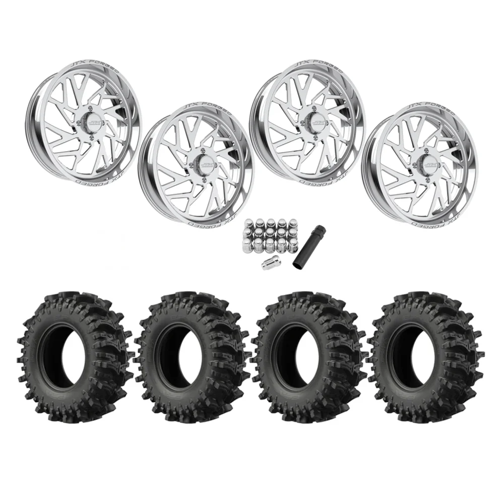 EFX MotoSlayer 35x9.5-24 Tires on JTX Forged Ruckus Polished Wheels, complete kit