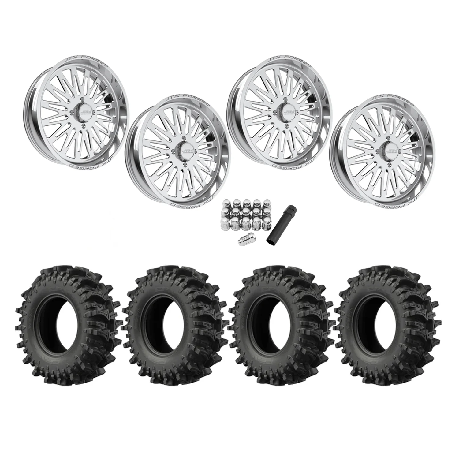 EFX MotoSlayer 40x10.5-24 tires on JTX Forged Schizo polished wheels