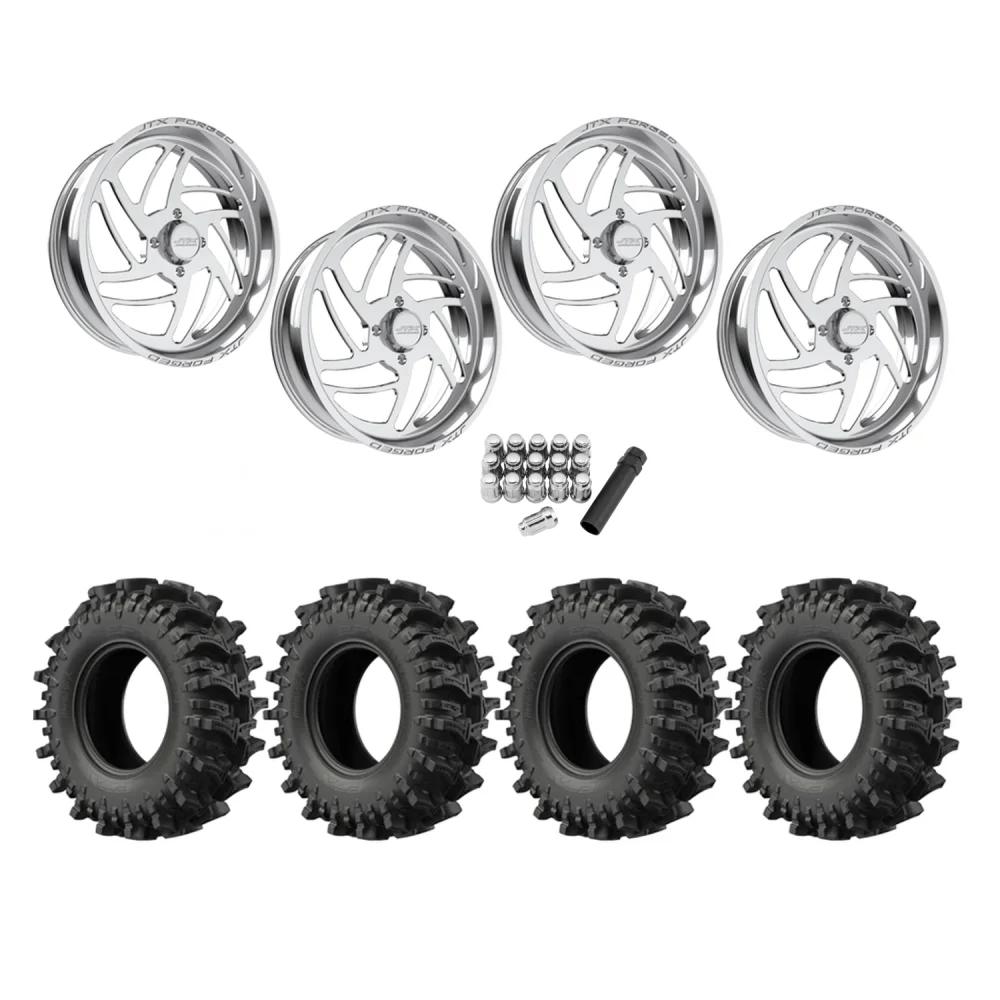 EFX MotoSlayer 37x10.5-24 Tires on JTX Forged Turbo Polished Wheels, complete kit