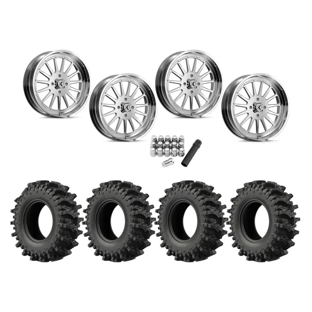 EFX MotoSlayer 35x9.5-24 Tires on KG1 Forged KU016 Rays Polished Wheels, complete kit
