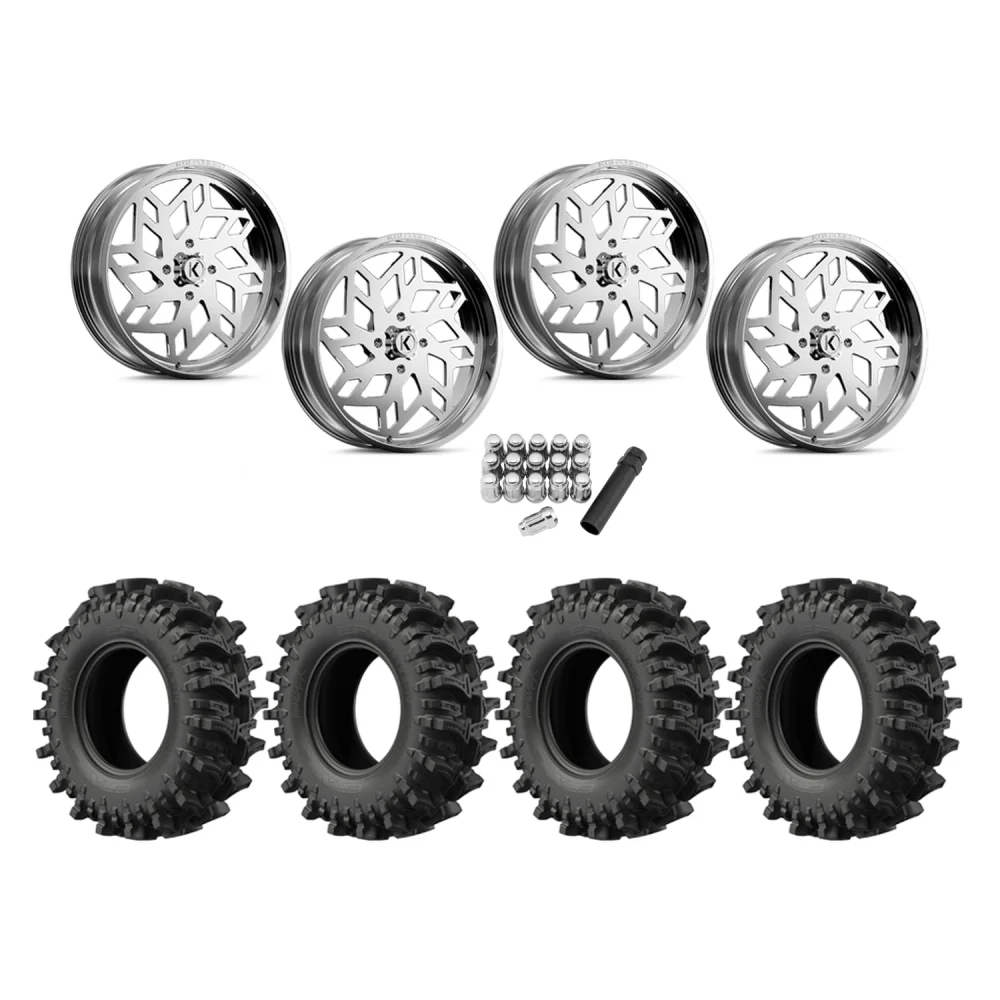 EFX MotoSlayer 35x9.5-24 Tires on KG1 Forged KU021 Kreator Polished Wheels, complete kit