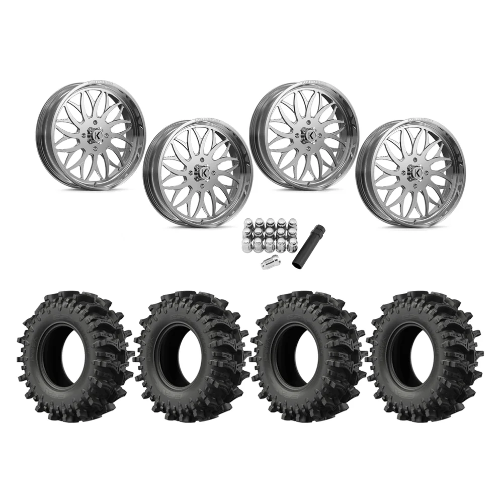 EFX MotoSlayer 33x9.5-22 Tires on KG1 Forged KU022 Galactic Polished Wheels, complete kit