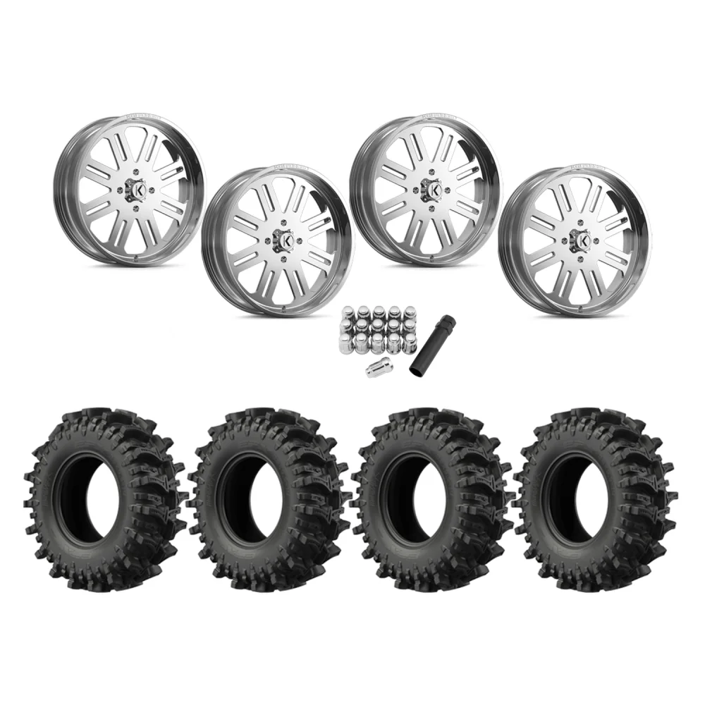 EFX MotoSlayer 35x9.5-24 Tires on KG1 Forged KU034 H8ter Polished Wheels, complete kit