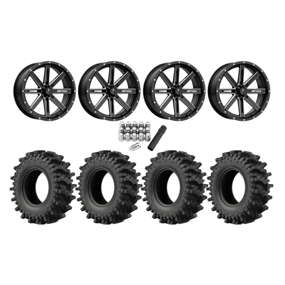 EFX MotoSlayer 30x9.5-14 Tires on MSA M41 Boxer Milled Wheels, complete kit