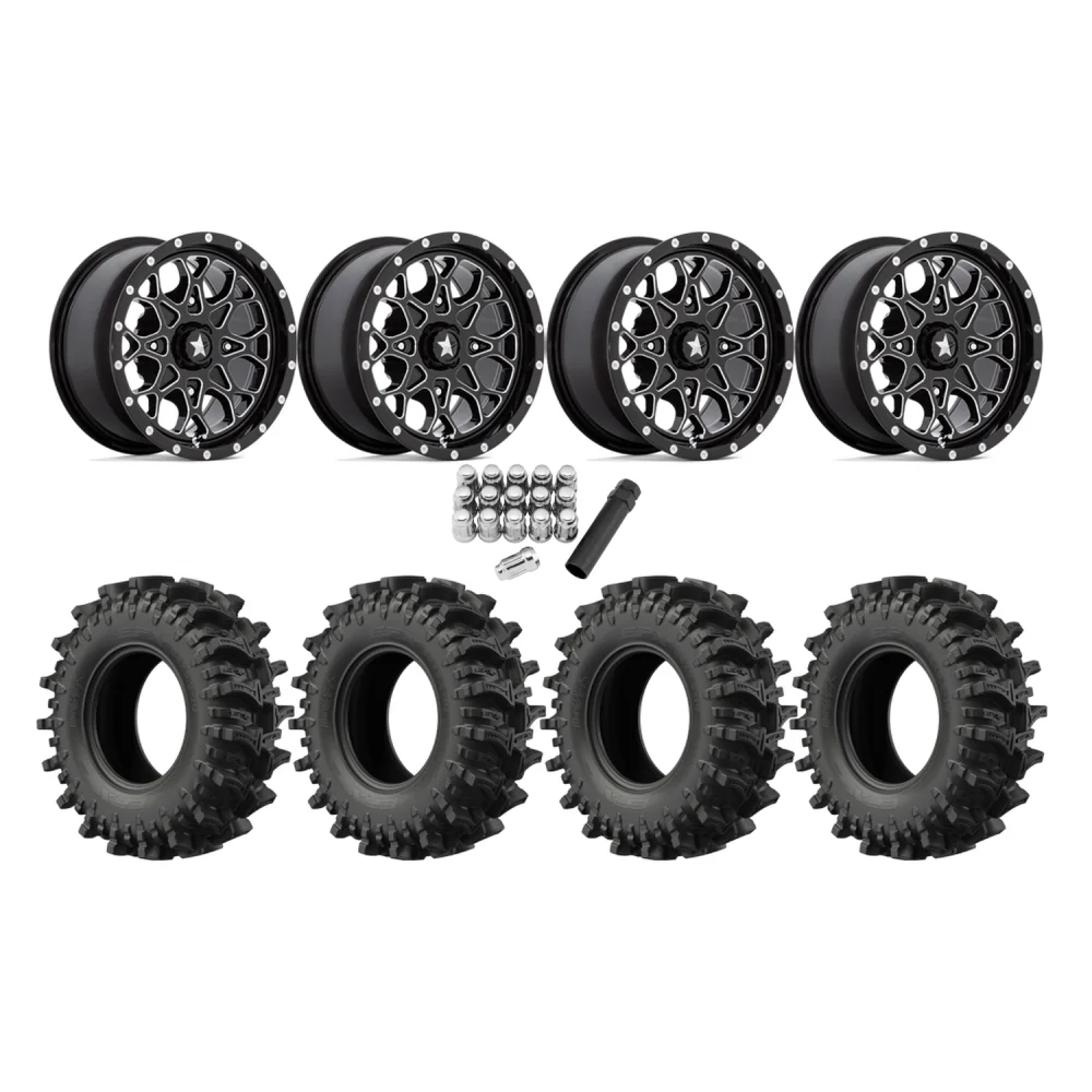 EFX MotoSlayer 30x9.5-14 Tires on MSA M45 Portal Milled Wheels, complete kit