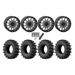 EFX MotoSlayer 28x9.5-14 Tires on SB-5 Gunmetal Grey Beadlock Wheels