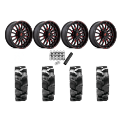 Quadboss QBT680 33x9.5-18 Tires on Fuel Arc Gloss Black Milled Red Wheels Quadboss QBT680 33x9.5-18 Tires on Fuel Arc Gloss Black Milled Red Wheels