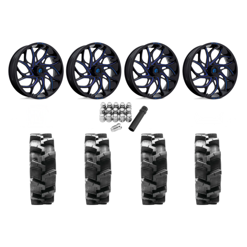 Quadboss QBT680 33x9.5-18 Tires on Fuel Runner Candy Blue Wheels
