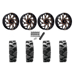 Quadboss QBT680 33x9.5-18 Tires on Fuel Runner Candy Orange Wheels Quadboss QBT680 33x9.5-18 Tires on Fuel Runner Candy Orange Wheels