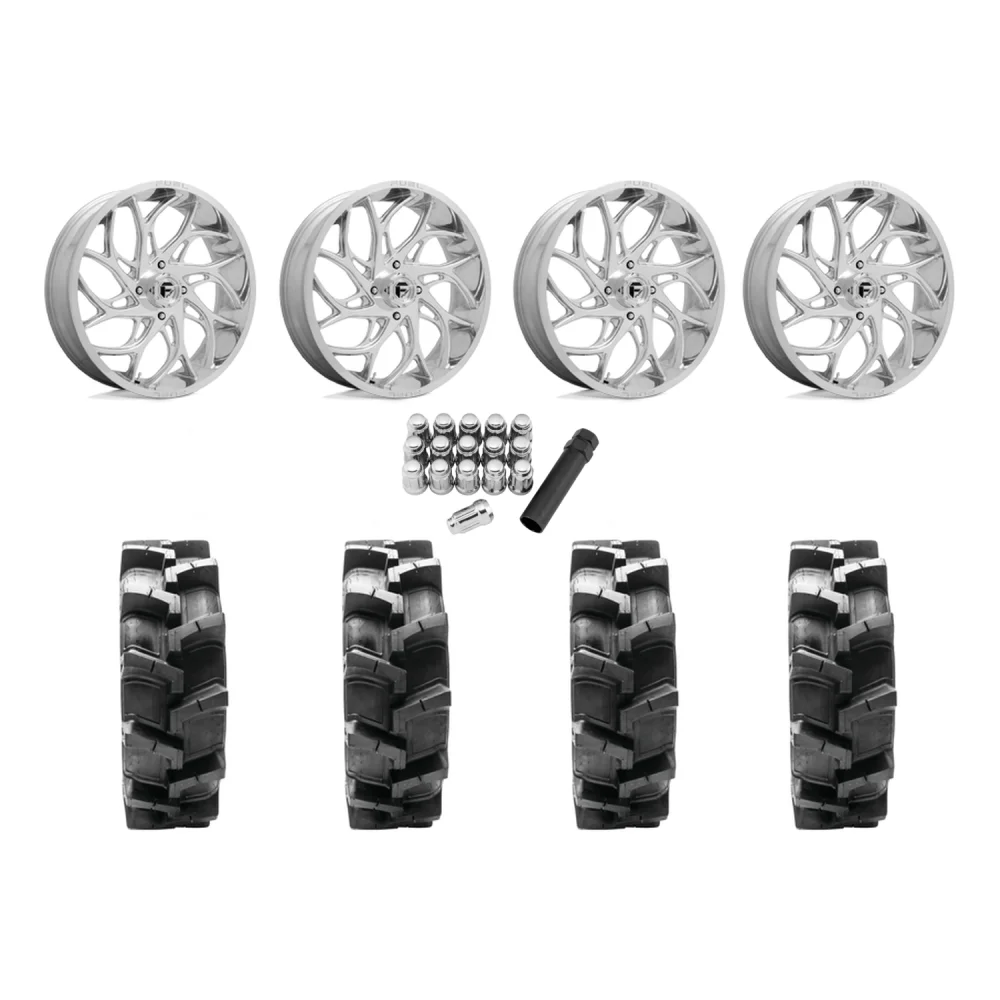 Quadboss QBT680 36x9.5-20 Tires on Fuel Runner Polished Wheels, complete kit