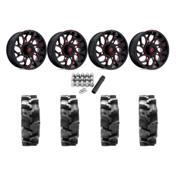 Quadboss QBT680 33x9.5-18 Tires on Fuel Runner Candy Red Wheels