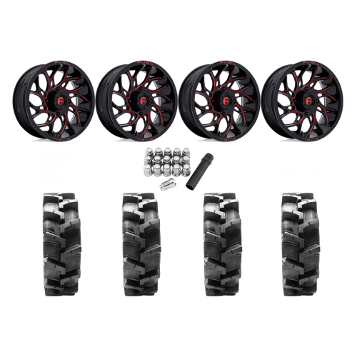 Quadboss QBT680 33x9.5-18 Tires on Fuel Runner Candy Red Wheels