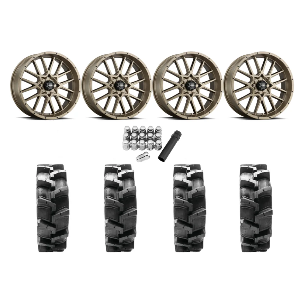 Quadboss QBT680 33x9.5-18 Tires on ITP Hurricane Bronze Wheels, complete kit