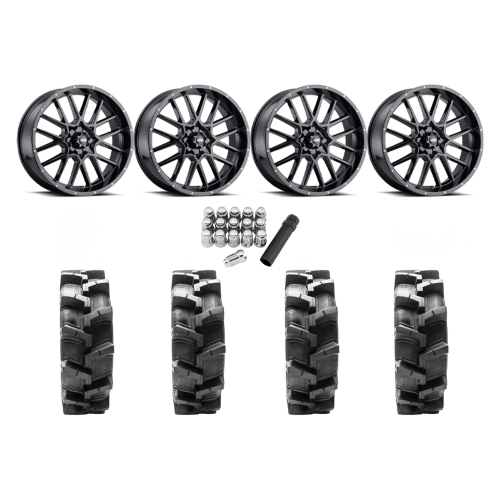 Quadboss QBT680 40x9.5-20 Tires on ITP Hurricane Gloss Black Wheels