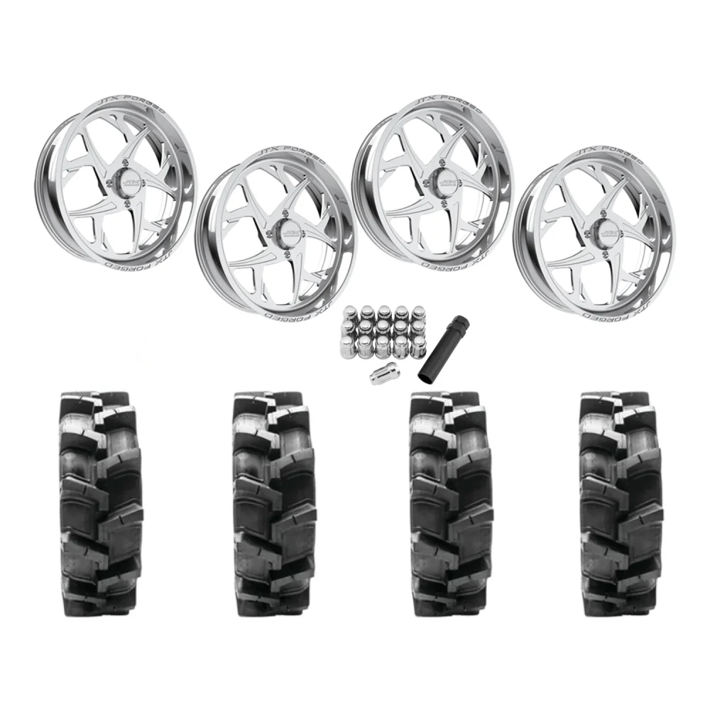 Quadboss QBT680 40x9.5-24 Tires on JTX Forged Bio Polished Wheels, complete kit