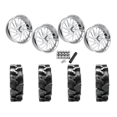 Quadboss QBT680 40x9.5-24 Tires on JTX Forged Centerfire Polished Wheels