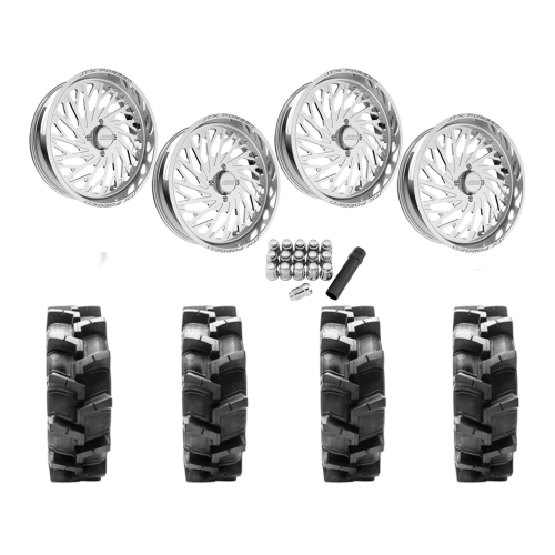 Quadboss QBT680 38x9.5-24 Tires on JTX Forged Empire Polished Wheels