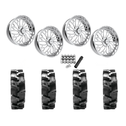 Quadboss QBT680 38x9.5-24 Tires on JTX Forged Lotus Polished Wheels